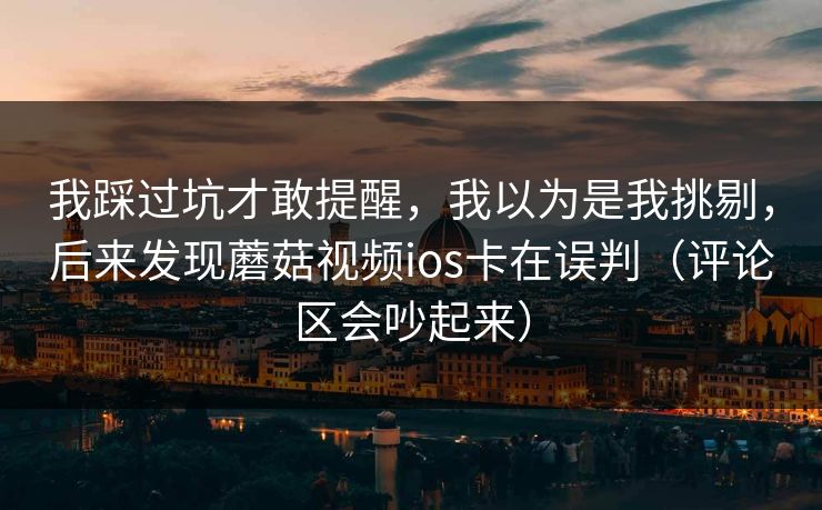 我踩过坑才敢提醒，我以为是我挑剔，后来发现蘑菇视频ios卡在误判（评论区会吵起来）