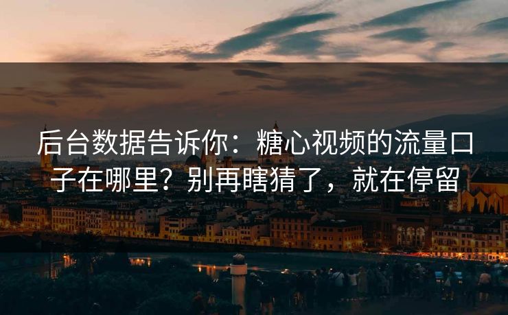 后台数据告诉你：糖心视频的流量口子在哪里？别再瞎猜了，就在停留