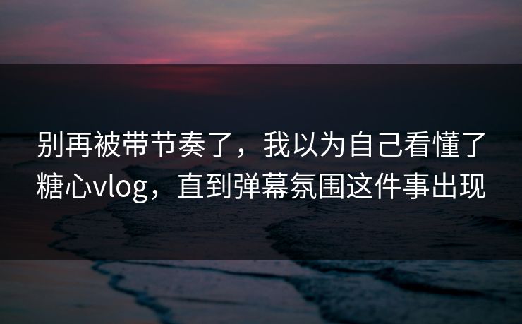 别再被带节奏了，我以为自己看懂了糖心vlog，直到弹幕氛围这件事出现