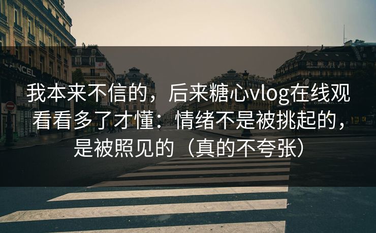 我本来不信的，后来糖心vlog在线观看看多了才懂：情绪不是被挑起的，是被照见的（真的不夸张）