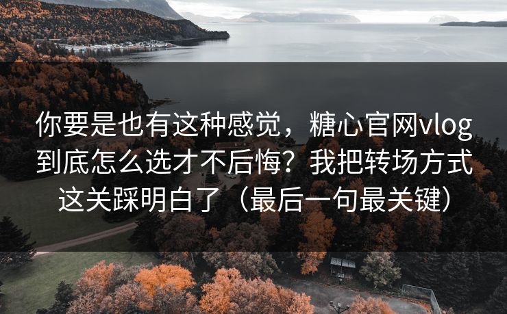 你要是也有这种感觉，糖心官网vlog到底怎么选才不后悔？我把转场方式这关踩明白了（最后一句最关键）