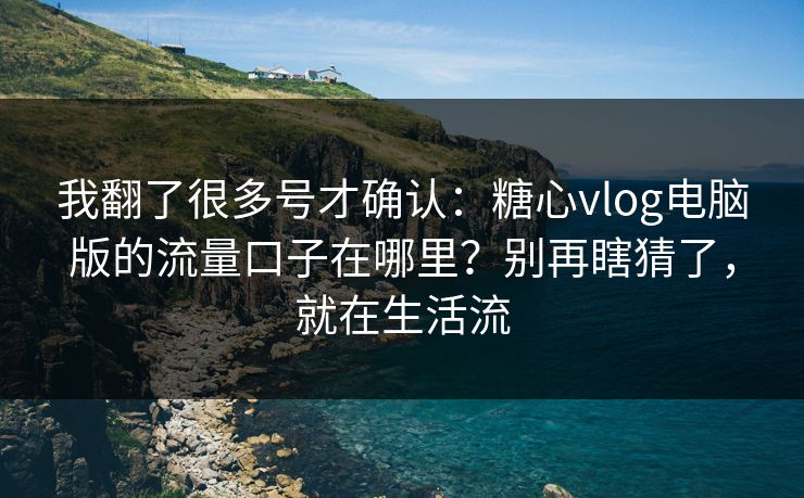 我翻了很多号才确认：糖心vlog电脑版的流量口子在哪里？别再瞎猜了，就在生活流