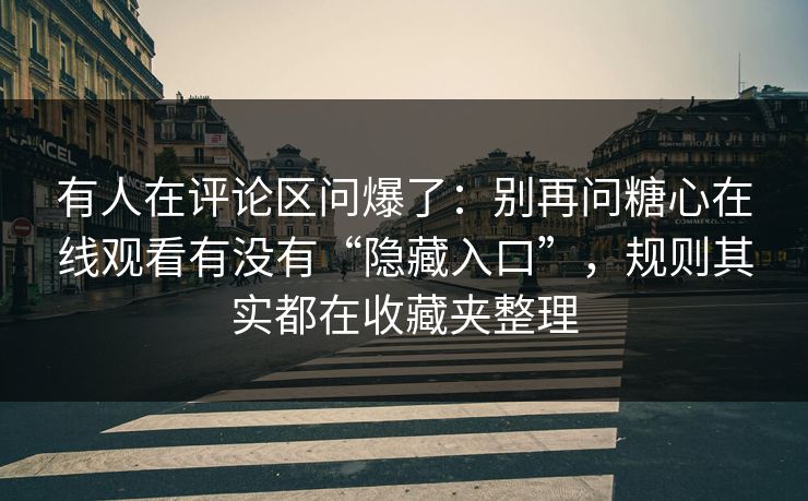 有人在评论区问爆了：别再问糖心在线观看有没有“隐藏入口”，规则其实都在收藏夹整理