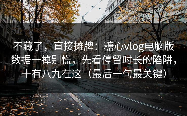 不藏了，直接摊牌：糖心vlog电脑版数据一掉别慌，先看停留时长的陷阱，十有八九在这（最后一句最关键）