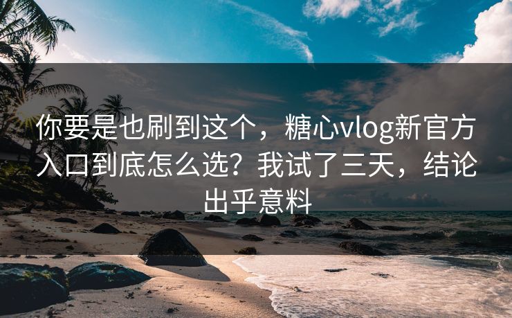 你要是也刷到这个，糖心vlog新官方入口到底怎么选？我试了三天，结论出乎意料